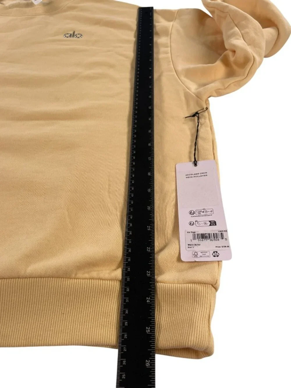 Alo Yoga Accolade Crew Neck Pullover Sweatshirt Warm Butter Women's Sz Large NEW